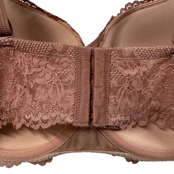 Torrid Curve Pushup Plunge XO Corset Bra 46C Blush Mauve Lace Underwire Padded - Picture 5 of 11